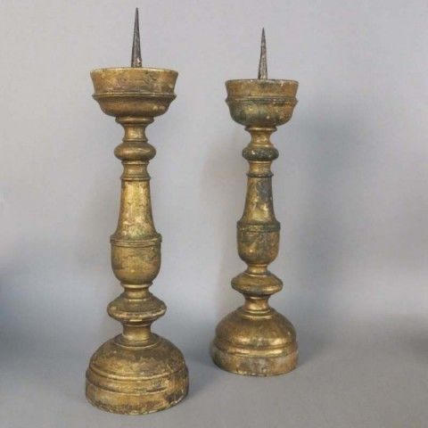 photo furniture Two Baroque Candle Holders Made Of Wood. 1650   1700
