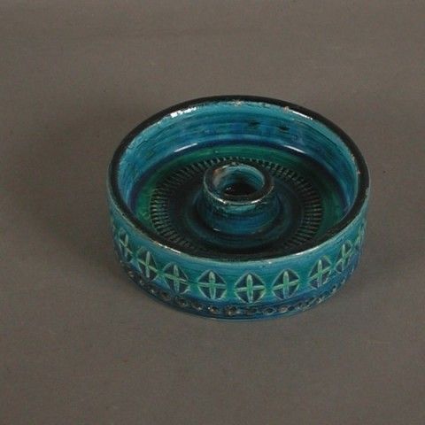Ceramic Candlestick. Rimini Blue. Aldo Londi. Bitossi. Italy. 19 photo 61.0