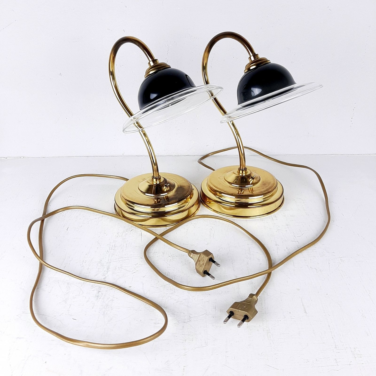 Pair Of Vintage Bedside Lamps Italy 1990s Gold Retro Table Lamp Space Age Mid Century Lighting photo buy