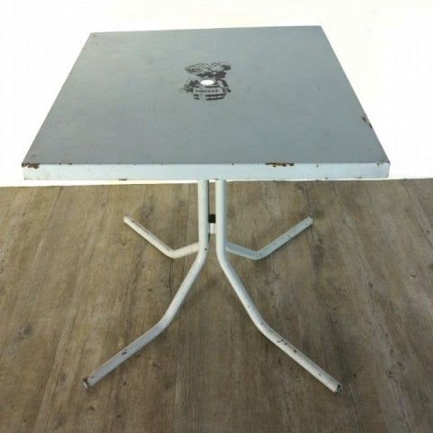Tolix Industrial Metal Garden Table With Advertising Fischer Bräu 1950