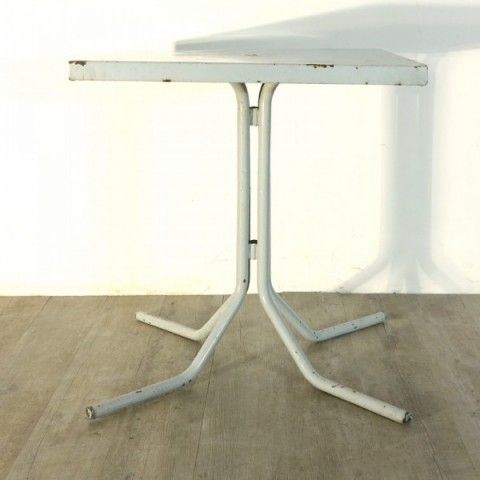 Tolix Industrial Metal Garden Table With Advertising Fischer Bräu 1950 photo for sale