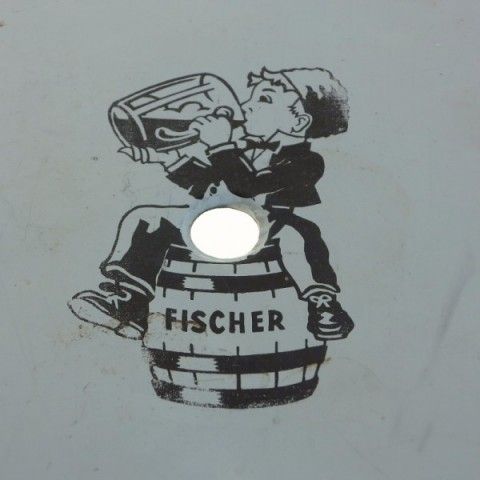 Tolix Industrial Metal Garden Table With Advertising Fischer Bräu 1950 photo 350.0