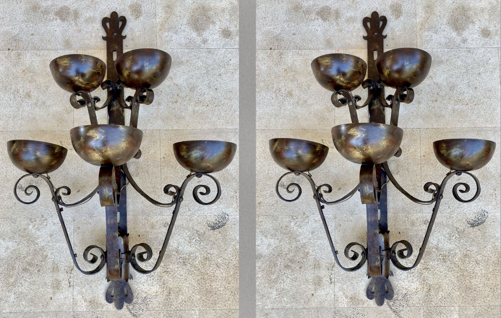 Mid 20th Century Spanish Iron Sconces, Set Of Two