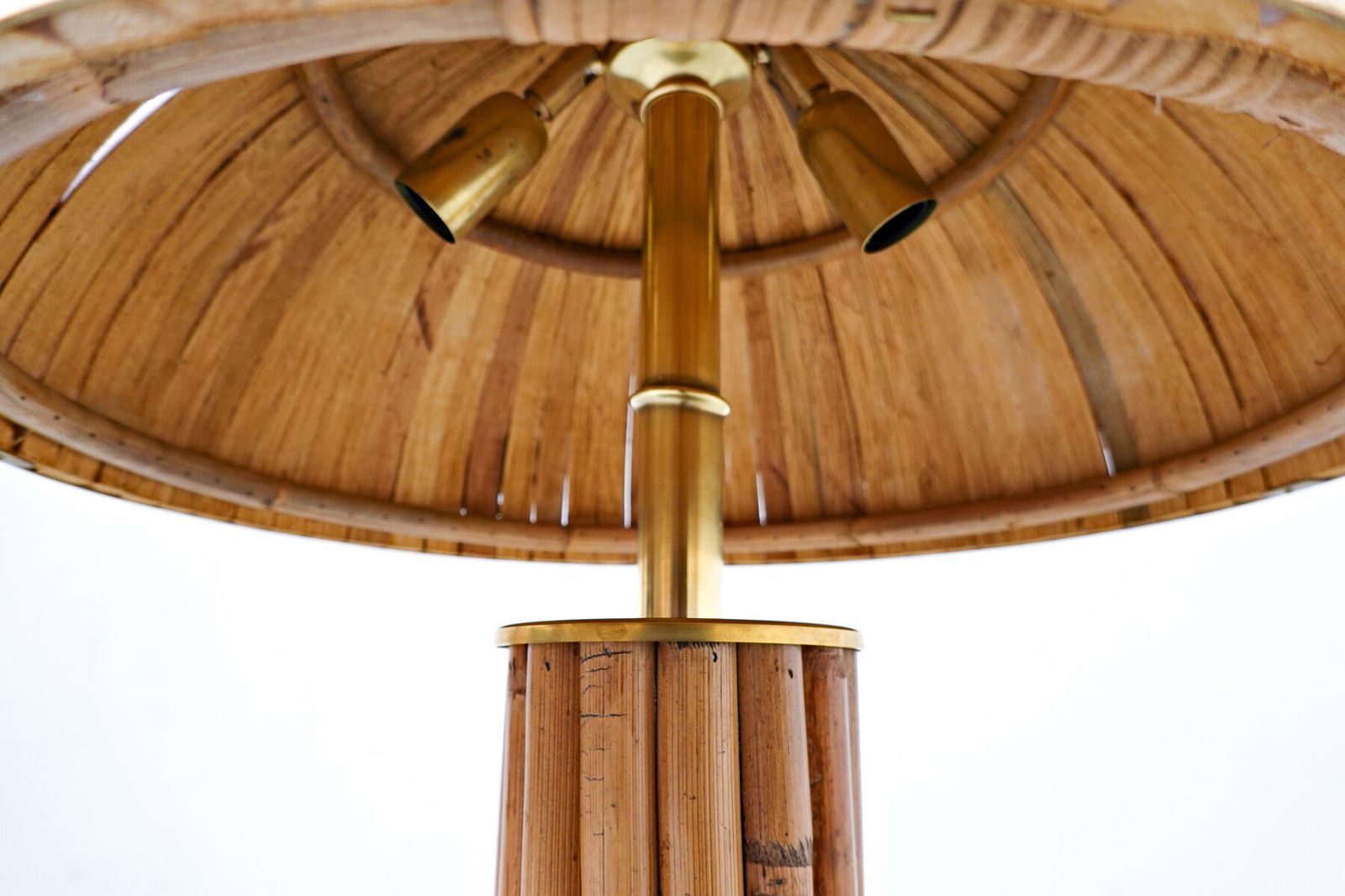 Pair Of Contemporary Italian Brass And Bamboo Table Lamps photo buy