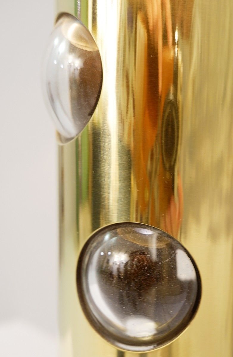 Pair Of Contemporary Italian Lamps In Brass And Glass photo for sale