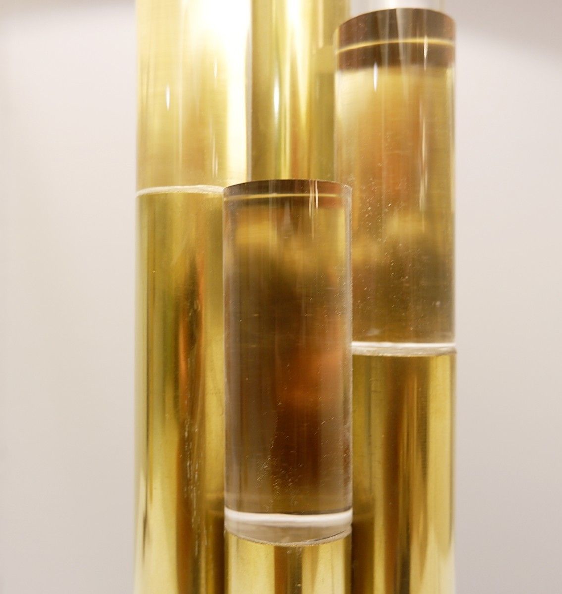 Pair Of Contemporary Brass And Glass Tube Table Lamps photo vinterior