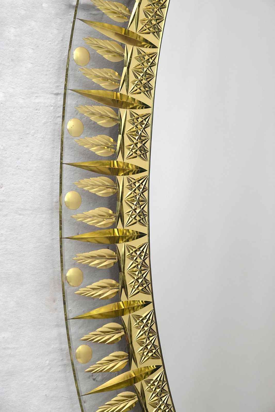 Cristal Art Mid Century Modern Italian Ground And Gilded Mirror, 1960s photo vinterior