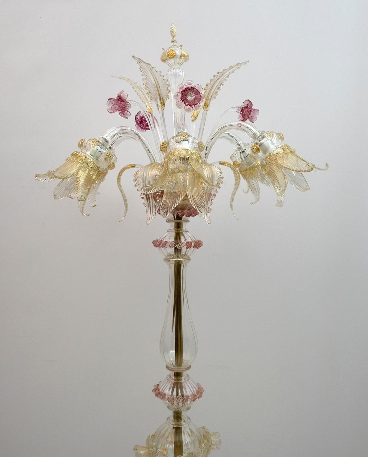 Ca 'Rezzonico Blown Murano Glass 6 Arms Floor Lamp, Italy, 1950s photo Lighting