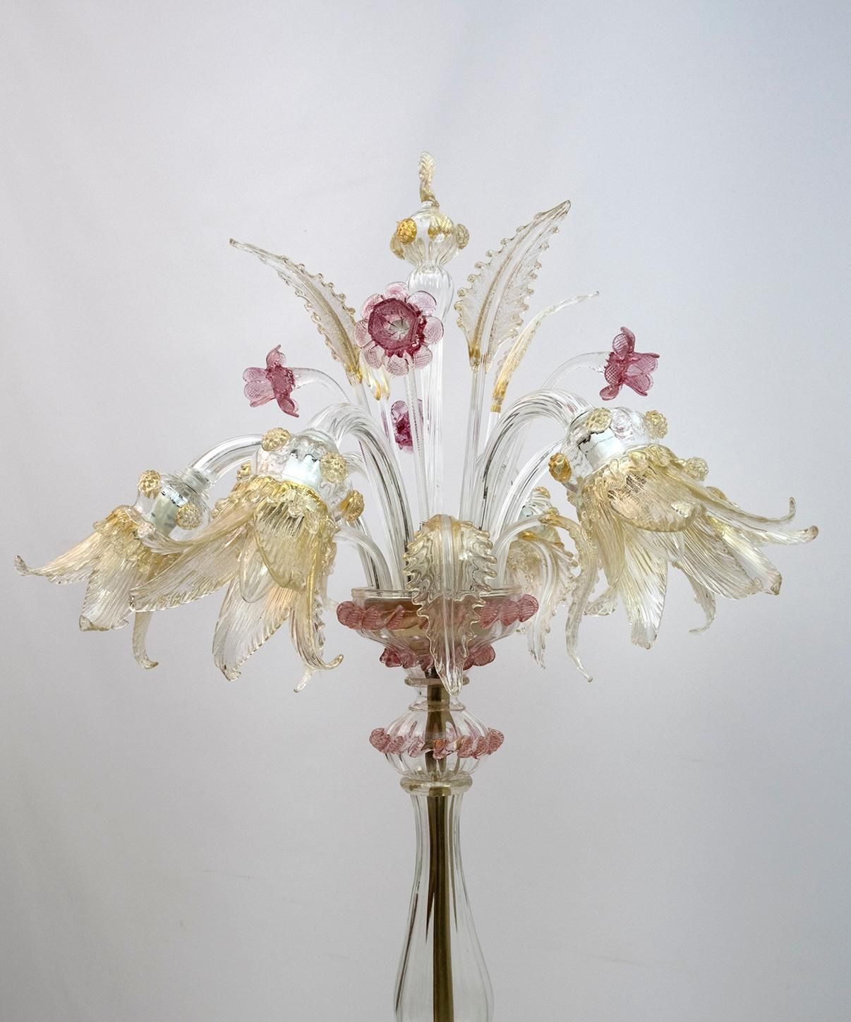 photo vintage Ca 'Rezzonico Blown Murano Glass 6 Arms Floor Lamp, Italy, 1950s
