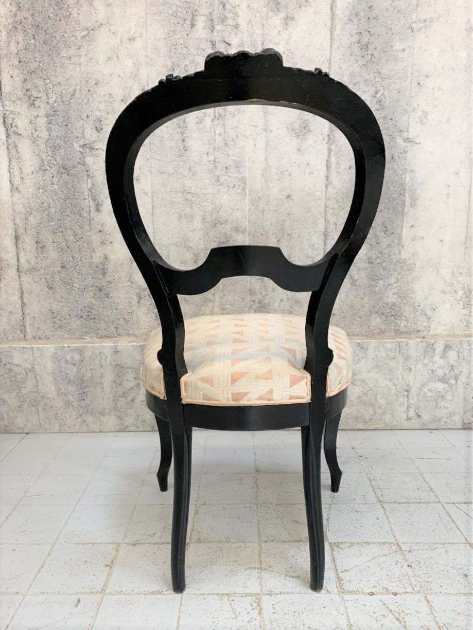 Set Of 4 Of Ebonised Napoleon III Hand Carved Balloon Chairs To Reupholster photo vintage