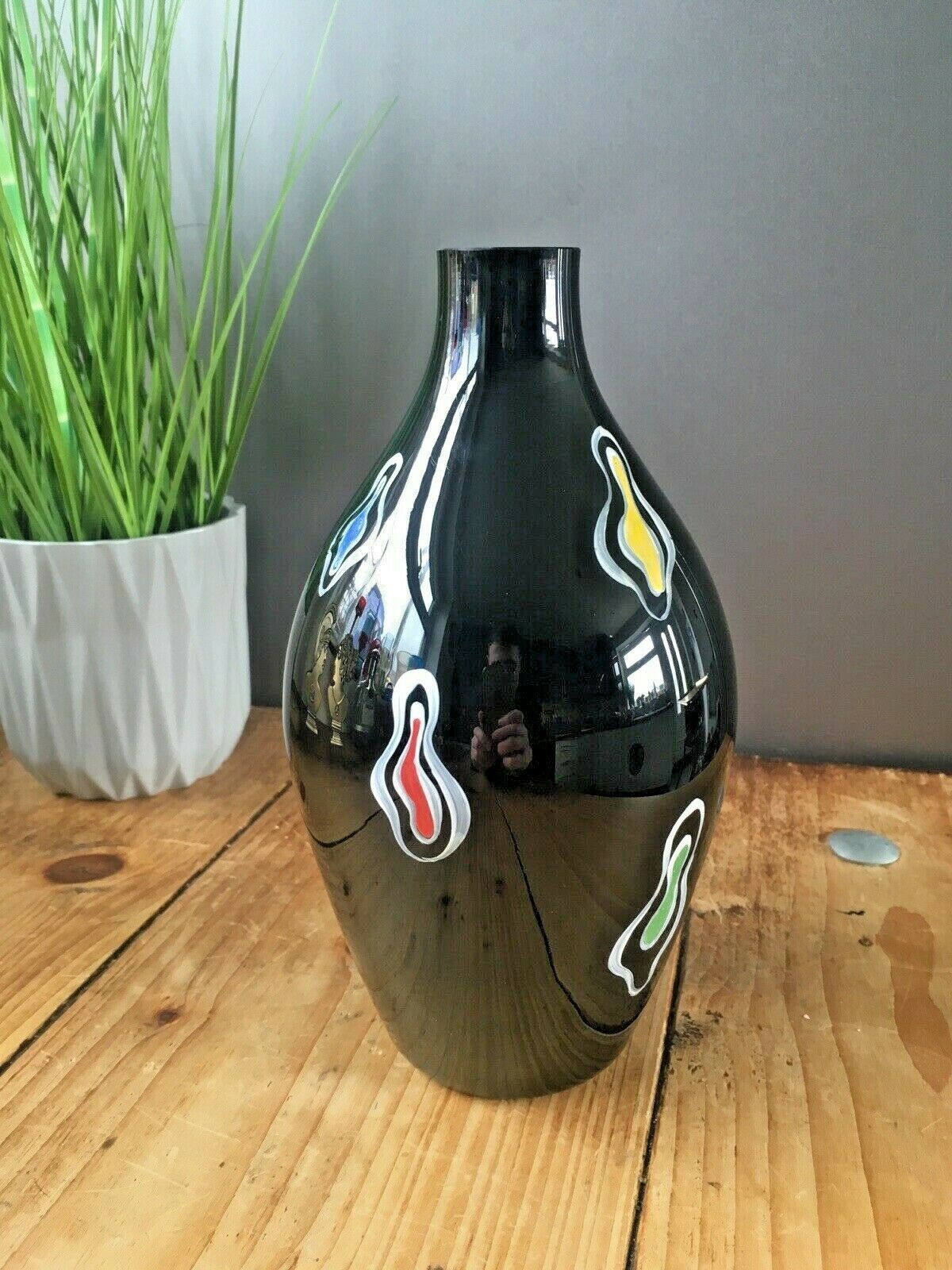 Retro Glass Vase Multicoloured Splash Decoration Veb Kunstglas Style Italian photo 85.0