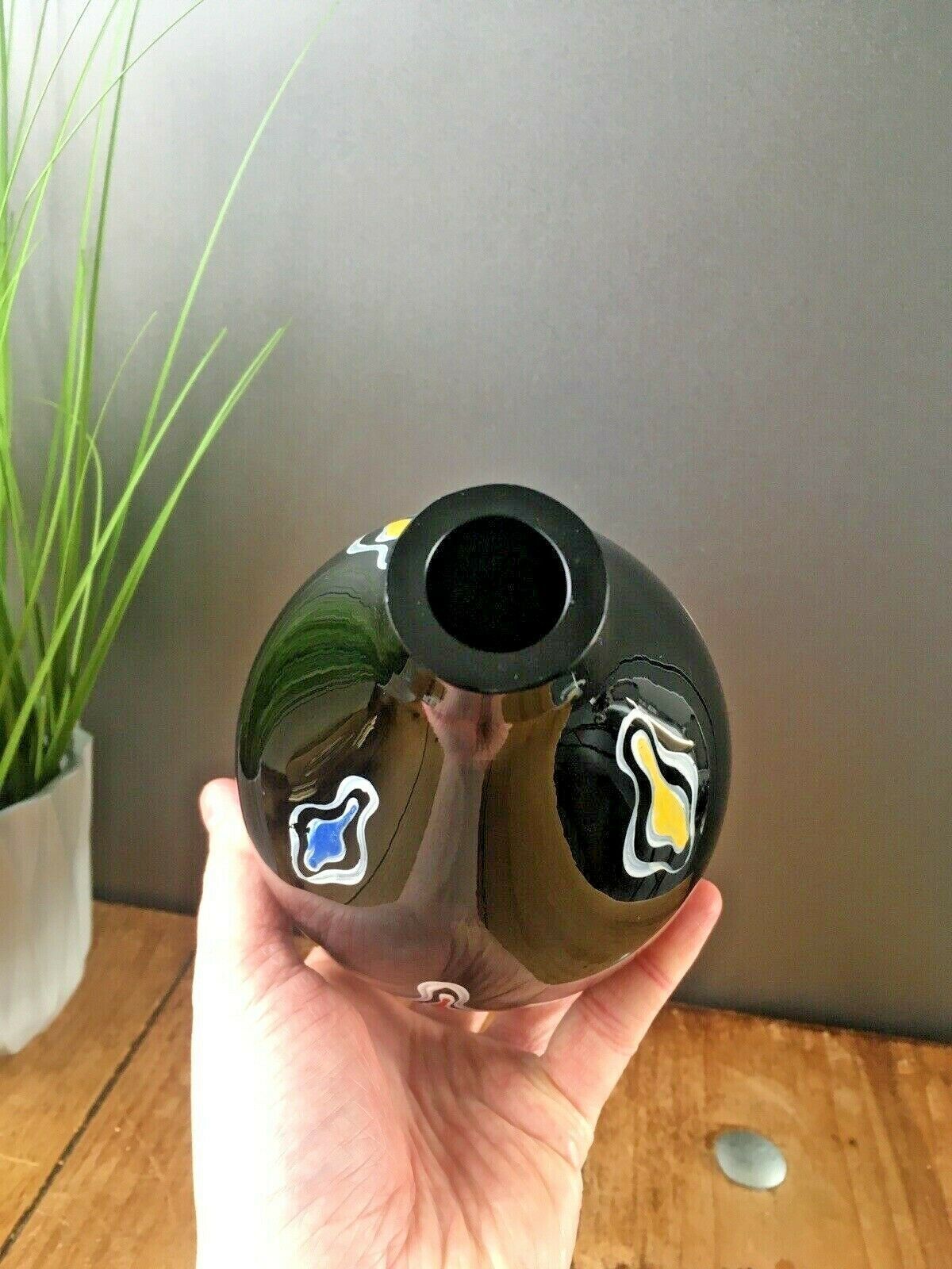 Retro Glass Vase Multicoloured Splash Decoration Veb Kunstglas Style Italian photo vinterior
