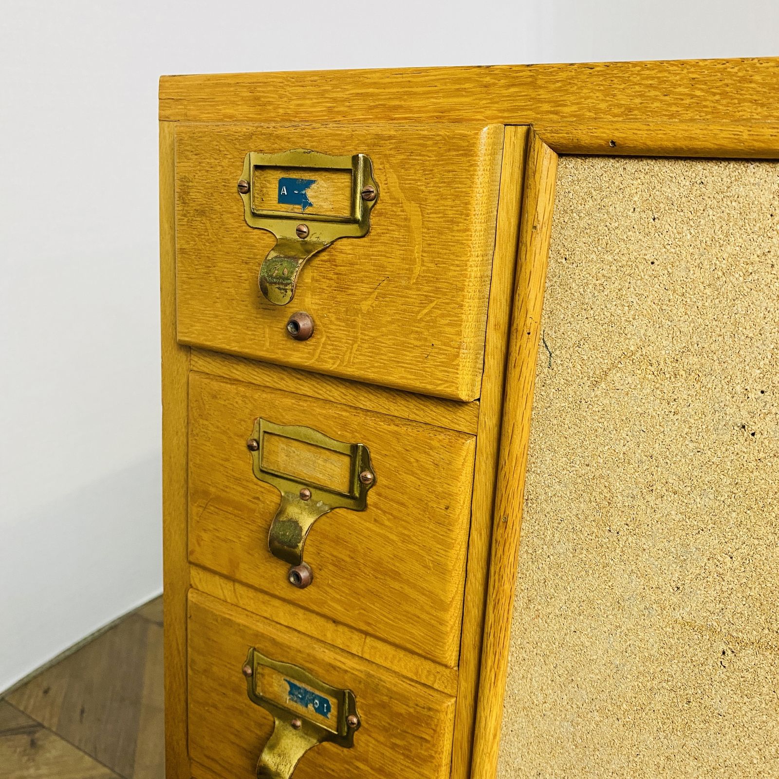 Mid Century Oak 24 Drawer Index Card Filing Cabinet, Double Sided photo Furniture