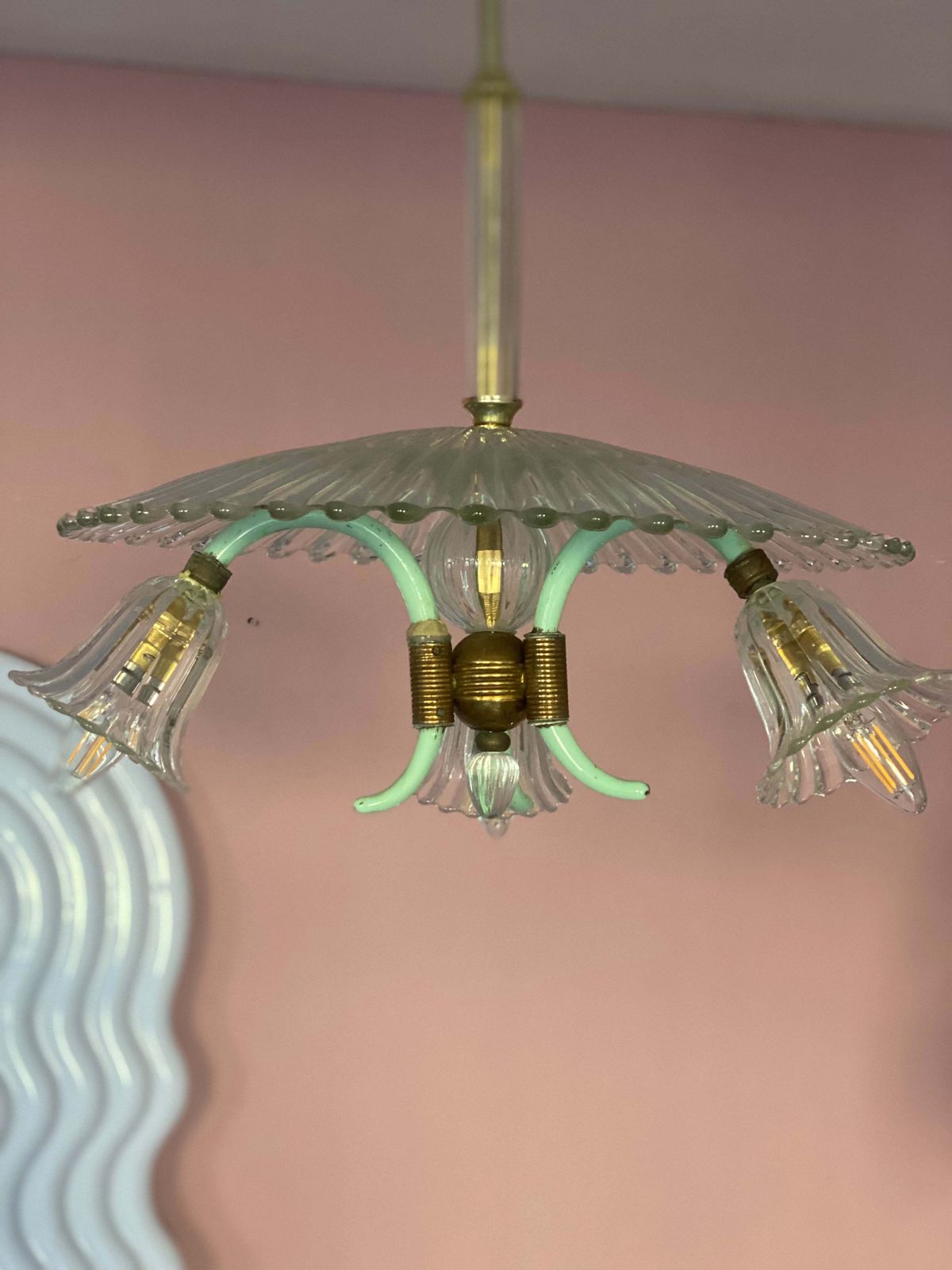 Barovier & Toso Mint Green And Murano Glass Pendant C.1950 photo 1455.0