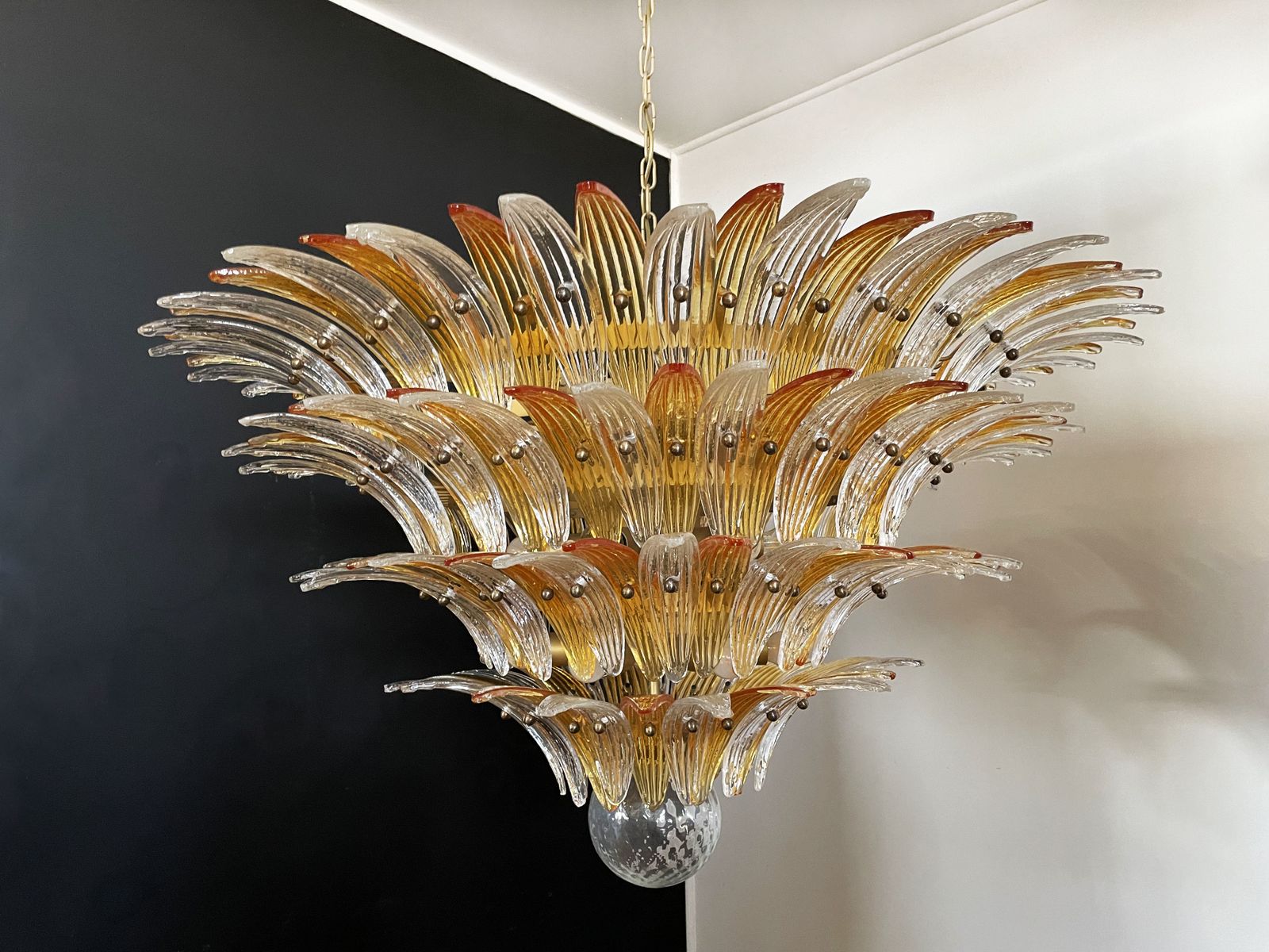 photo furniture Palmette Ceiling Light   Four Levels, 163 Amber And Trasparent Glasses