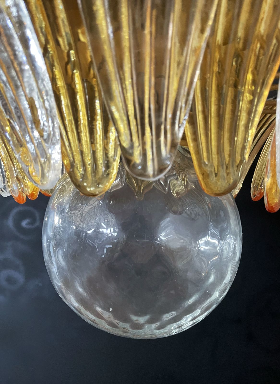 Lighting Palmette Ceiling Light   Four Levels, 163 Amber And Trasparent Glasses photo