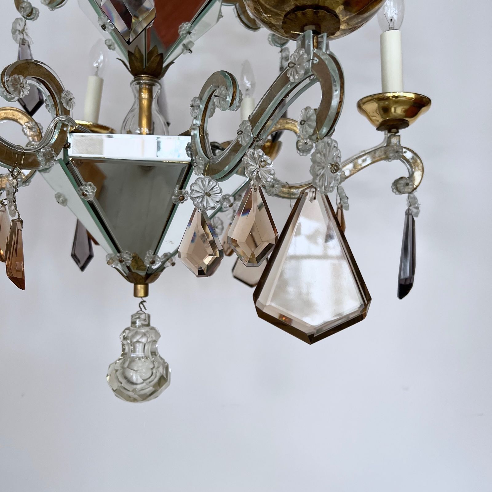 5995.0 Large French Art Deco Mirrored Chandelier With Cut Crystal Drops photo