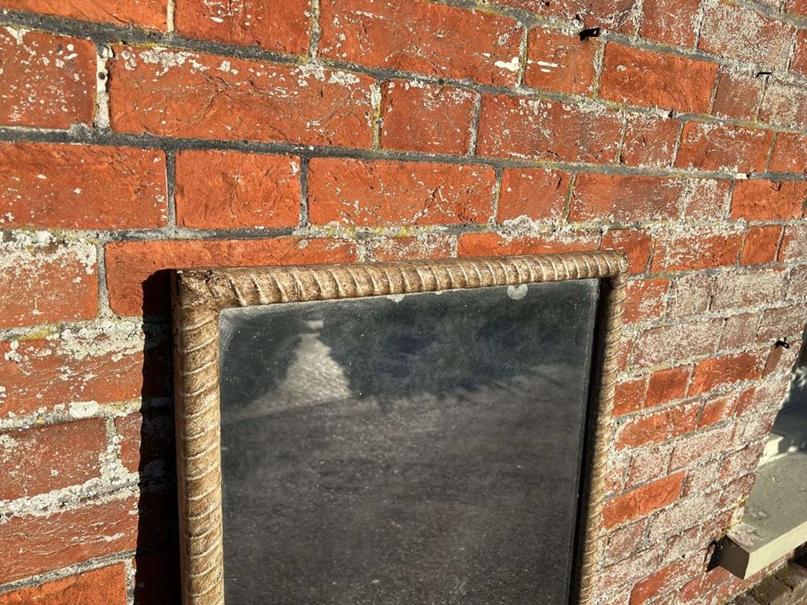 A Delightful Good Size Antique French 19th C Painted Ribbed Mirror. photo furniture