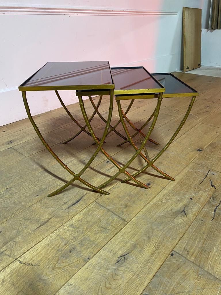 Nest Of Maison Bagues Brass And Glass Side Tables photo furniture