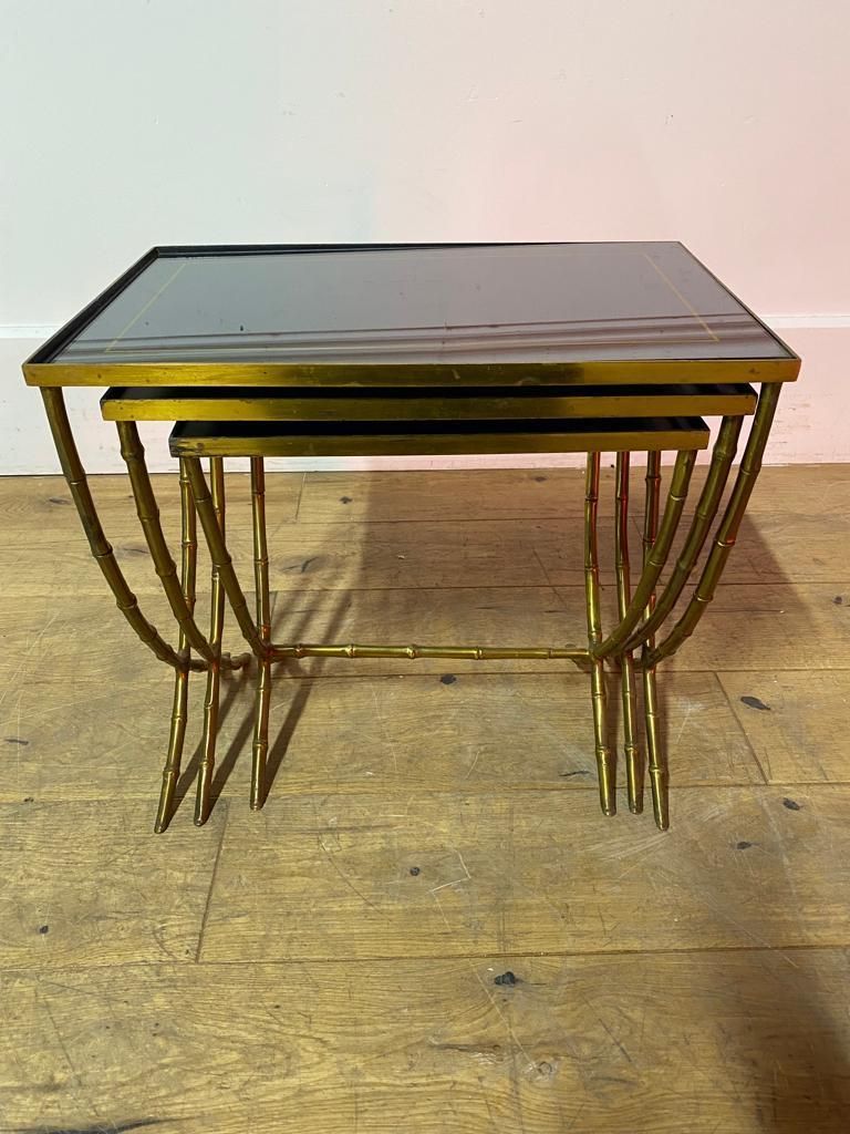 Nest Of Maison Bagues Brass And Glass Side Tables photo Furniture
