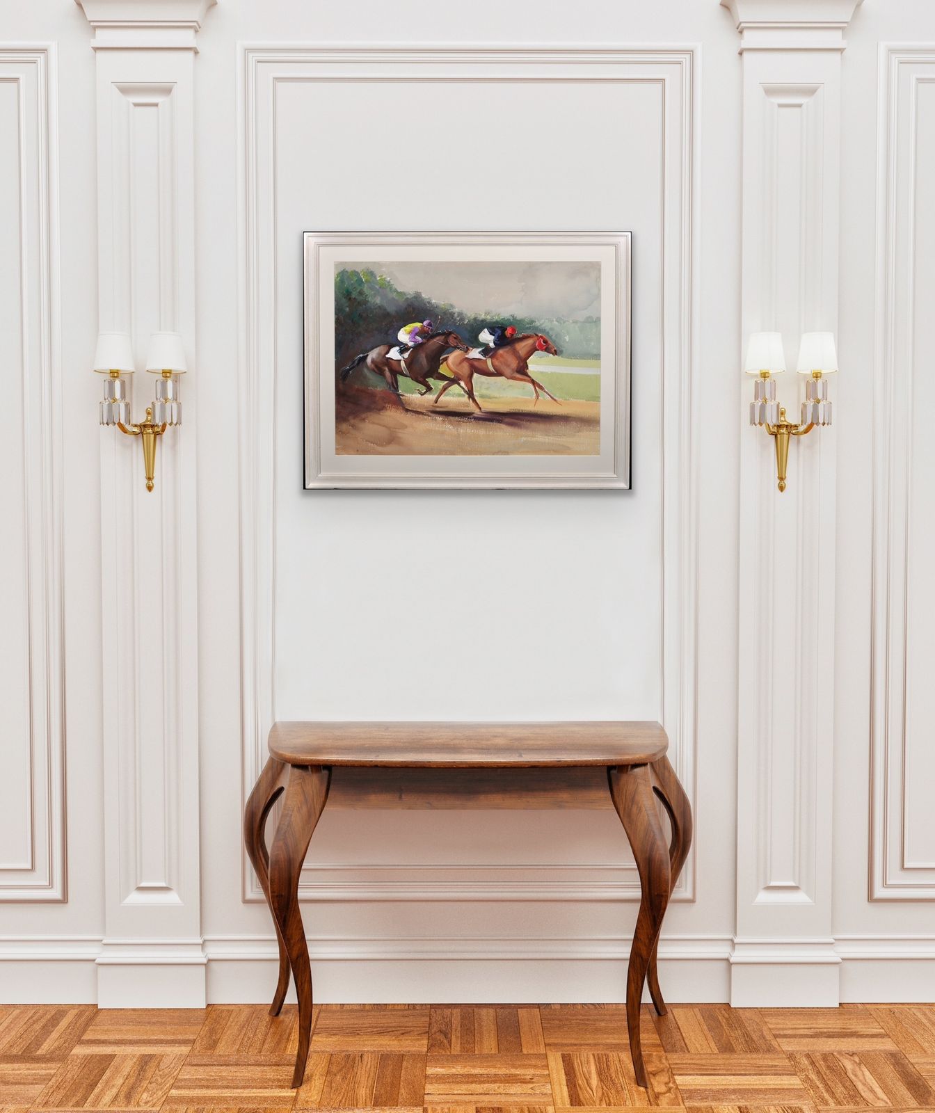 4895.0 John Rattenbury Skeaping 1901 To 1990.  English. A Tight Finish, 1970. Framed Mid 20th Century Horse Racing Painting By An Acclaimed Equine Artist. photo