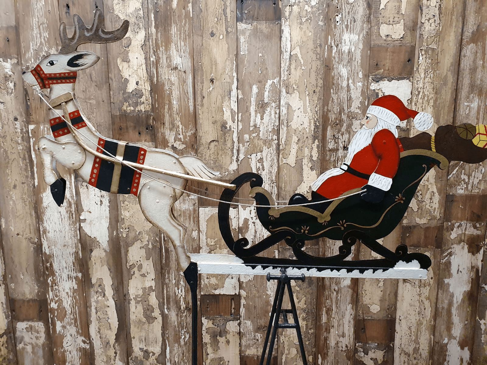 Vintage Father Christmas & Sleigh Balance Display Toy photo for sale