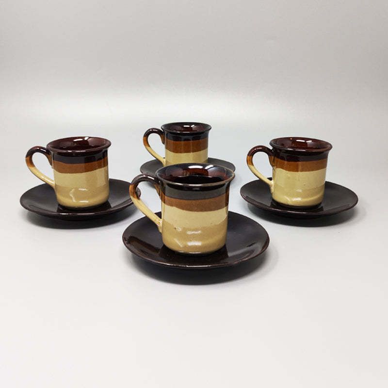 1970s Gorgeous Brown Coffee Set In Faenza Ceramic. Handmade Made In Italy photo buy