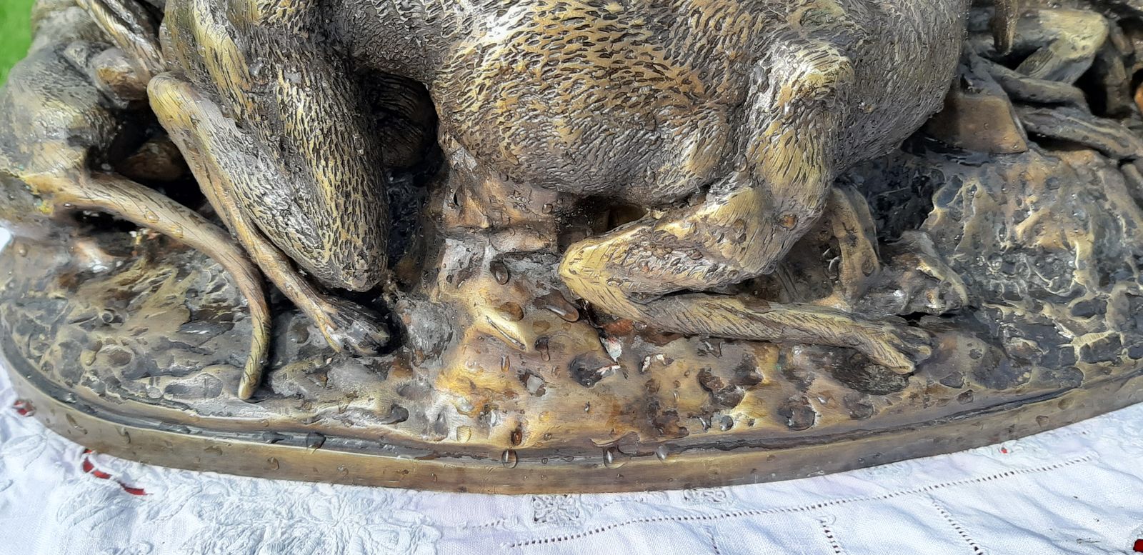 Art 19th Century Bronze, Boar And 6 Dogs, photo