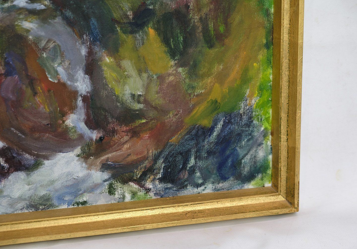 Oil Painting Painted On Canvas With Green And Brown Shades By Sixten Wiklund From The 1950s photo for sale