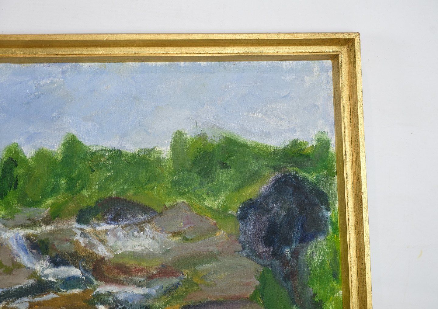 Oil Painting Painted On Canvas With Green And Brown Shades By Sixten Wiklund From The 1950s photo Art