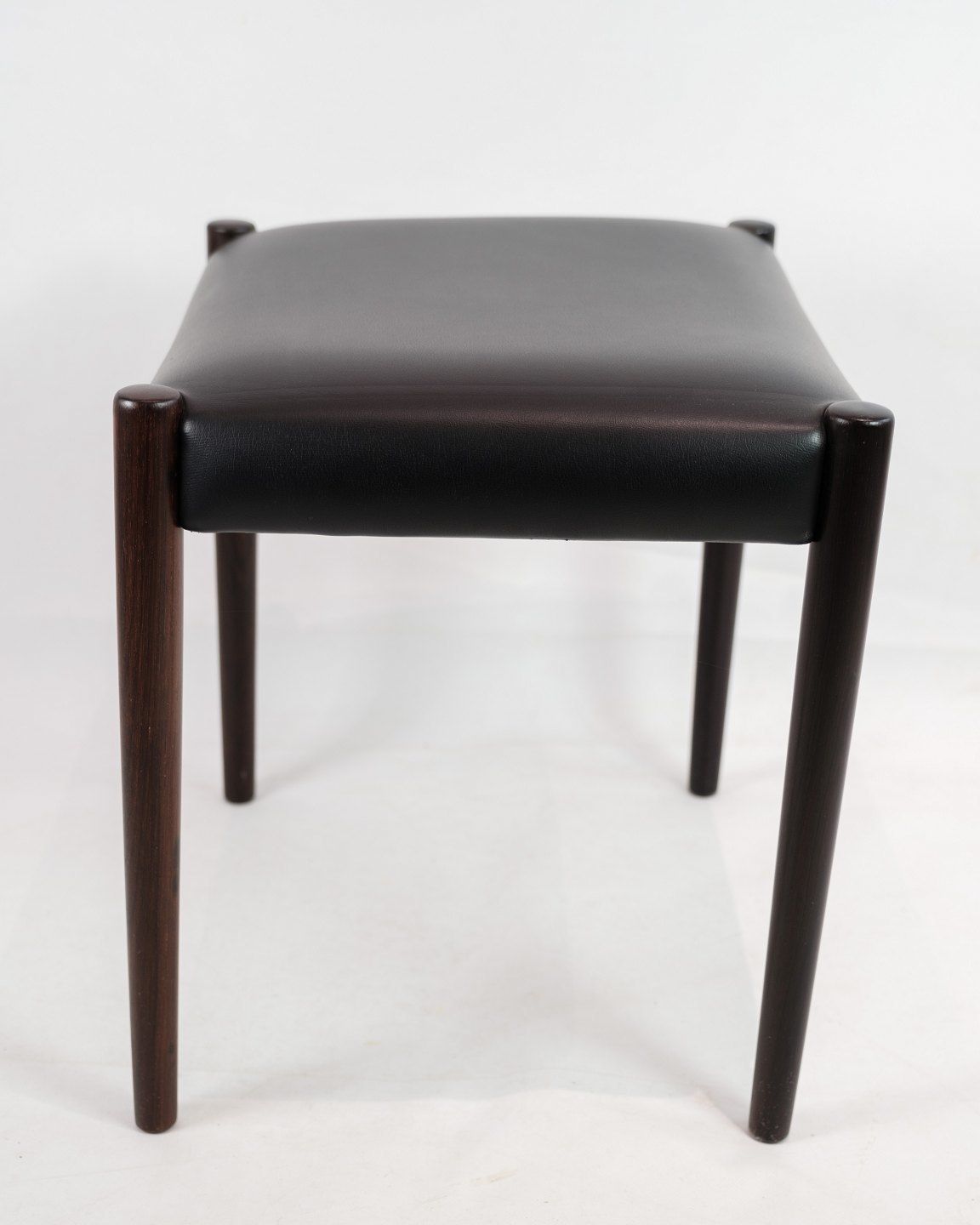 A Set Of Two Stools In Rosewood With Black Leather Of Danish Design From The 1960s. photo vinterior