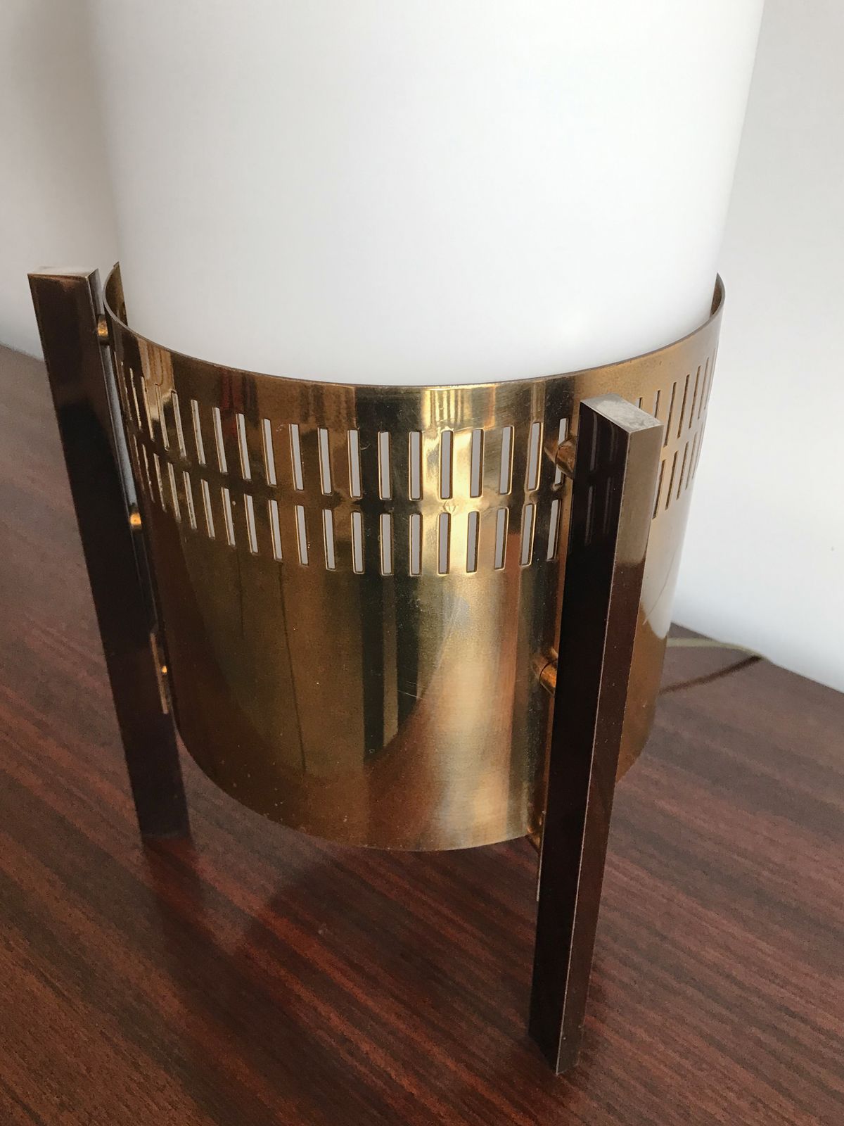 photo furniture Italian Stilnovo Brass Glass Table Lamp, 1950s