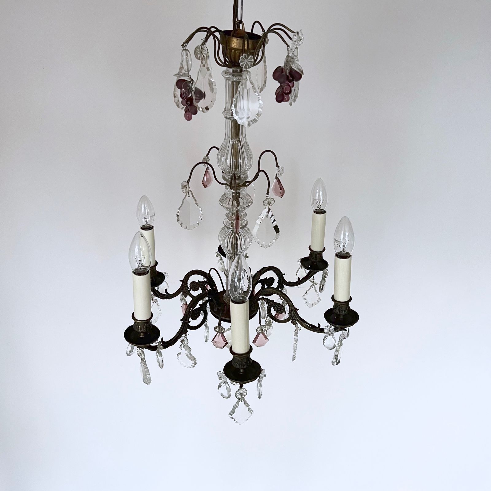Early 1900s French Newly Electrified Candelabra Chandelier photo Lighting