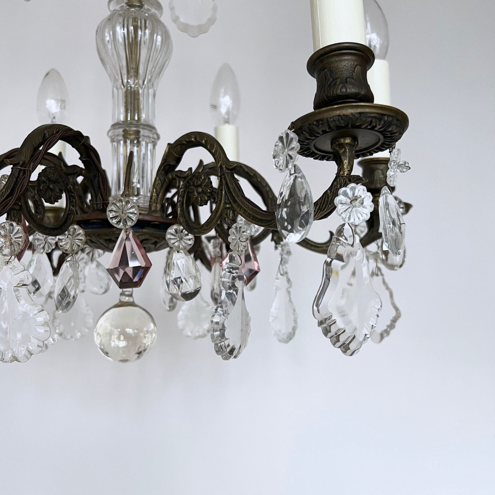 Early 1900s French Newly Electrified Candelabra Chandelier photo vintage