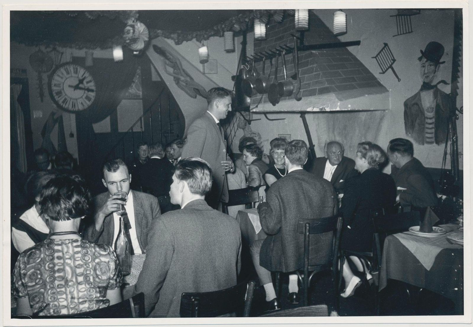 Artists At Monmatre Having Dinner In Restaurant, Paris, France 1950s 1955