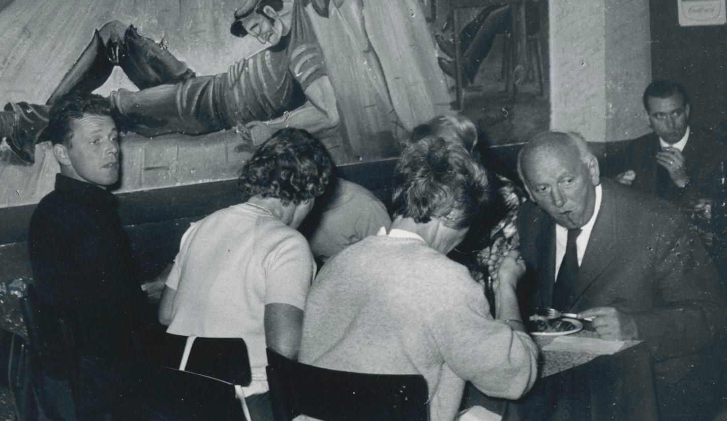 People Dining At Latin Quarter, Paris, France 1950s photo furniture