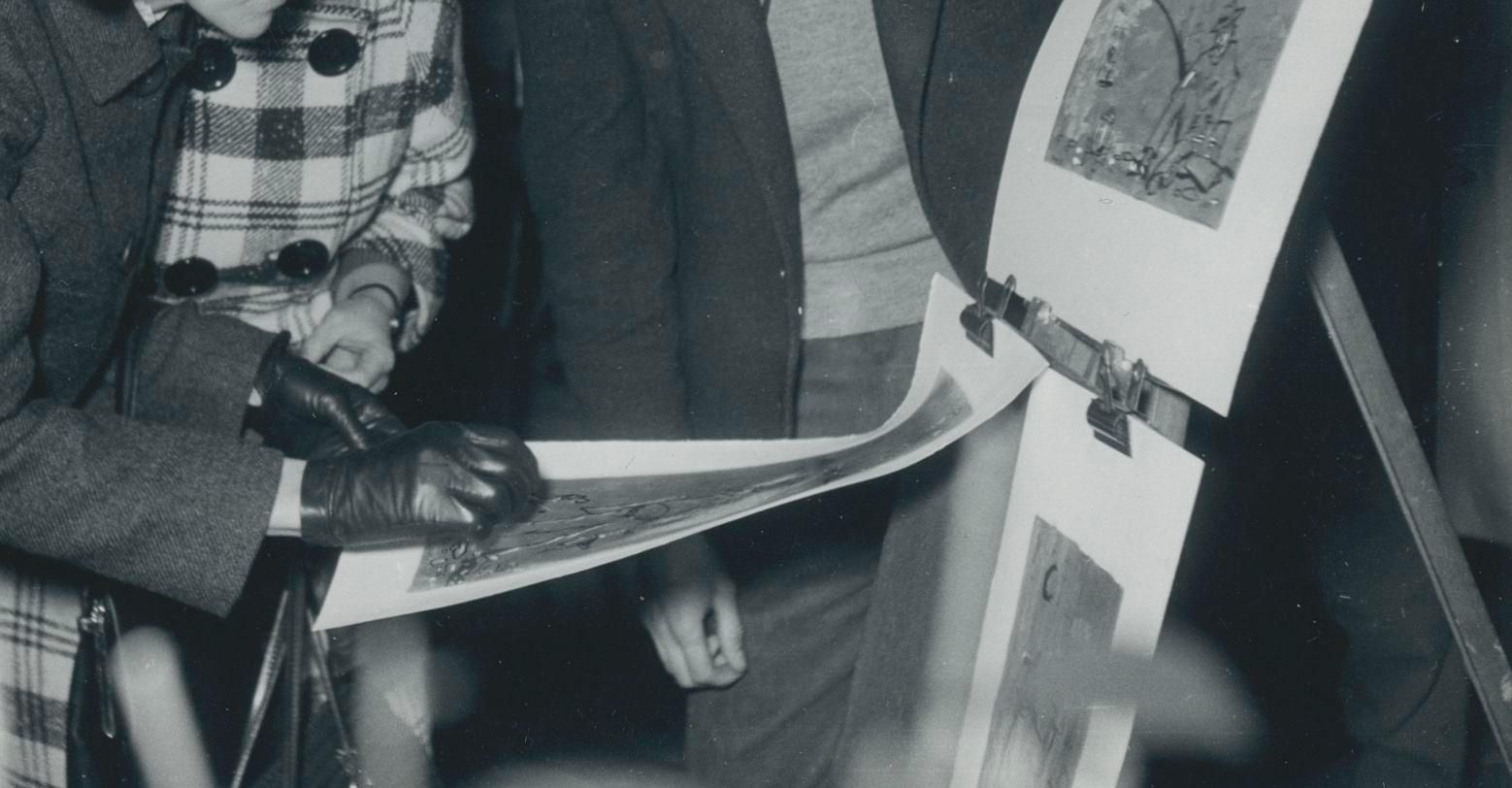 Erich Andres Observing Art, Montmatre, Paris, France 1950s photo furniture