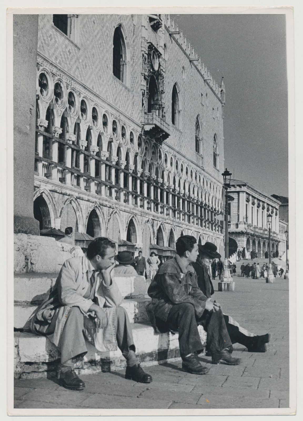 Erich Andres Venice   Men Sitting At Markus Square, Italy 1950s