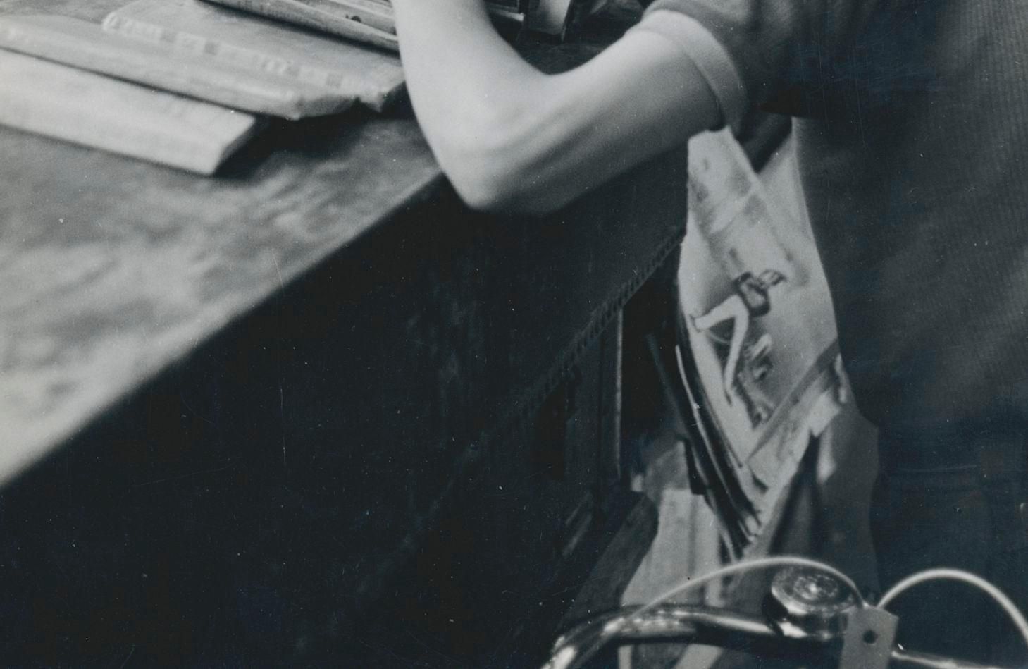 Boy; Books; Street Photography; Silver Gelatine Print; Paris, 1950s, 17,5 X 12,7 Cm 1955 photo for sale