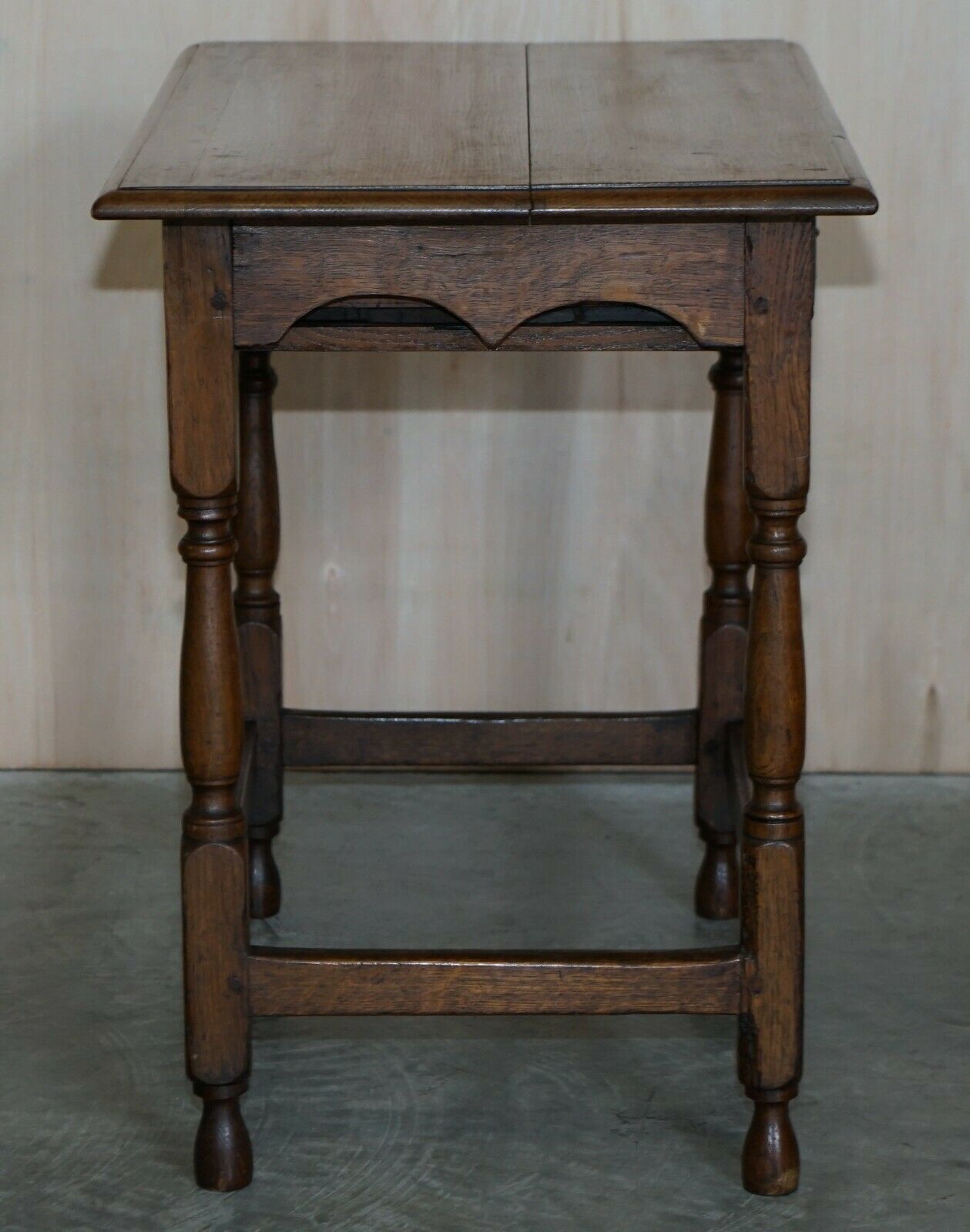 Antique Circa 1700 English Oak Jointed Lowboy Side Table With Single Drawer photo vintage