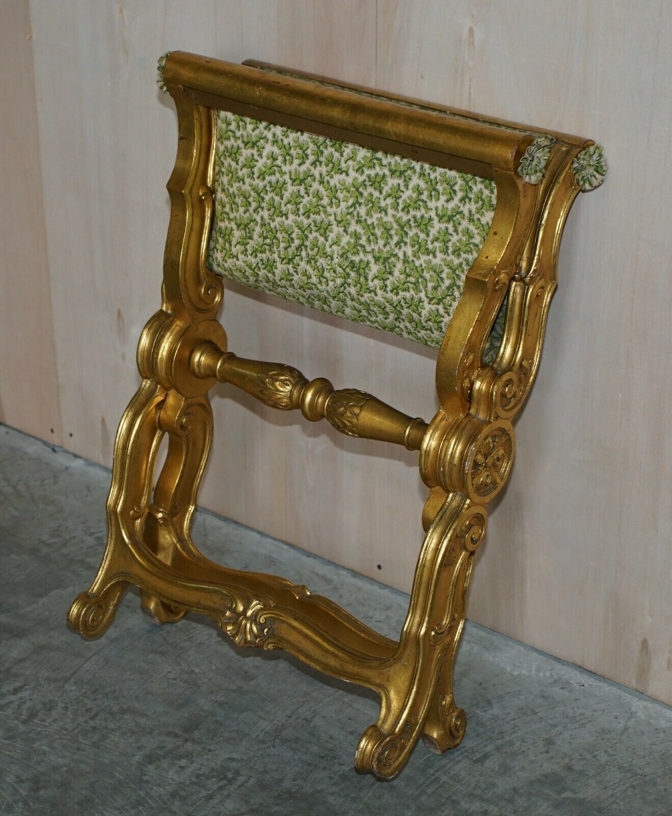 Furniture Stunning Antique 19th Century Hand Carved Giltwood Pliant X Frame Folding Stool photo