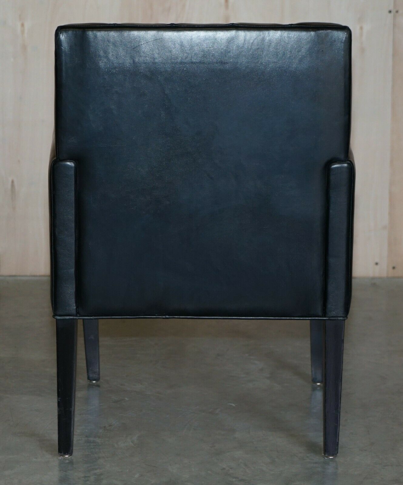 Furniture Pair Of Restored Art Deco Mid Century Modern Style Fluted Back Leather Armchair photo