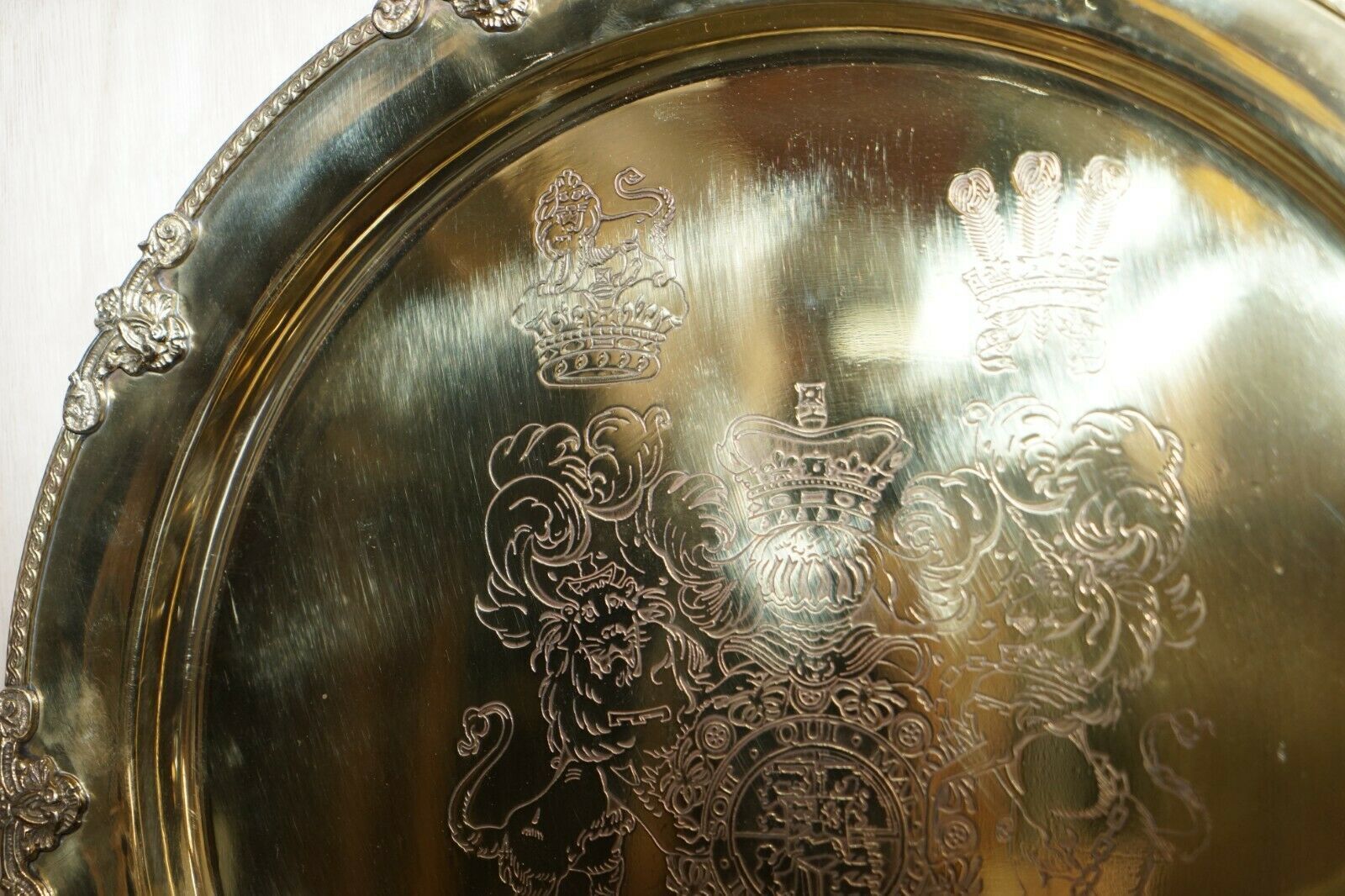 1 Of 4 King George Auguseue Frederick Arms Gilt Sterling Silver Plated Trays photo 1500.0