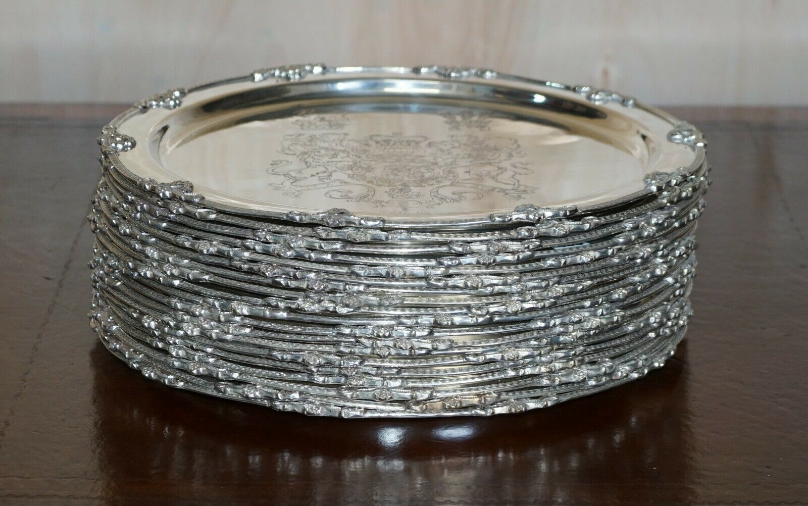 1 Of 19 King George Auguseue Frederick Arms Sterling Silver Plated 1918 Trays photo for sale