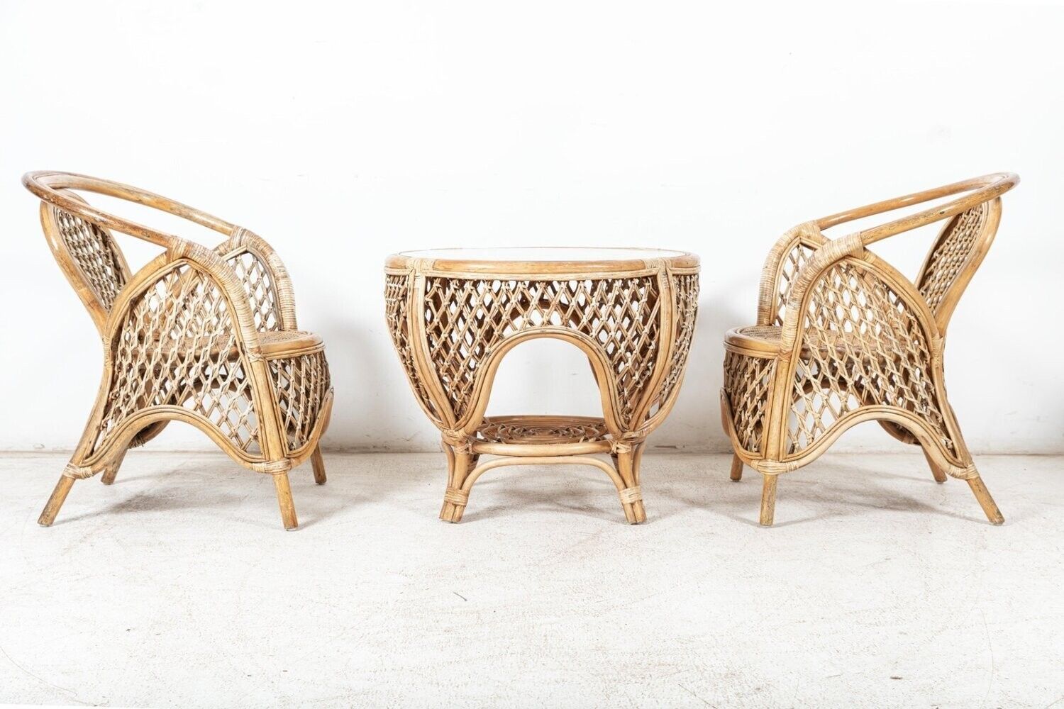 Mid Century English Cane/Wicker Conservatory Set photo furniture