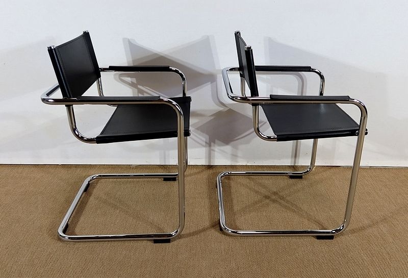 Pair Of Leather Armchairs After M. Breuer – 1970s photo Furniture