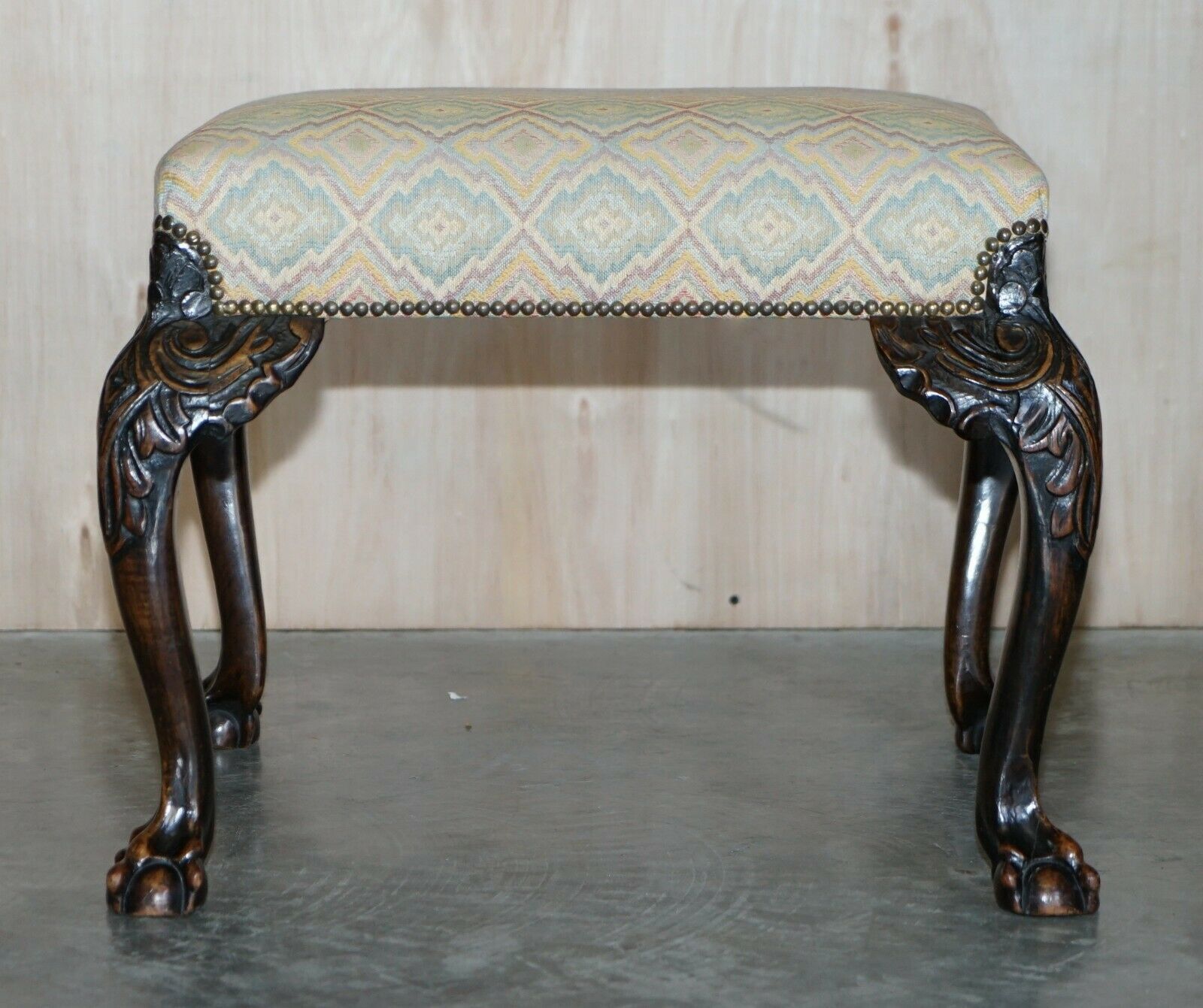 Antique 1 Of 2 18th Century Circa 1780 Georgian Claw & Ball Carved Walnut Stools photo furniture