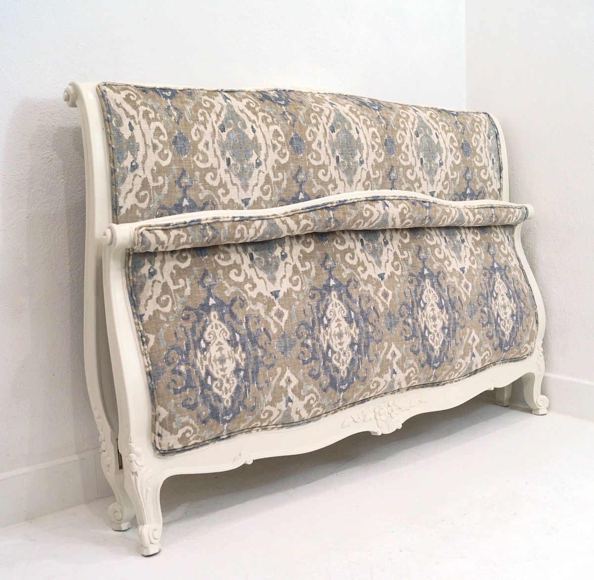 A Vintage Painted French Louis XV Scrolled Double Bed photo furniture