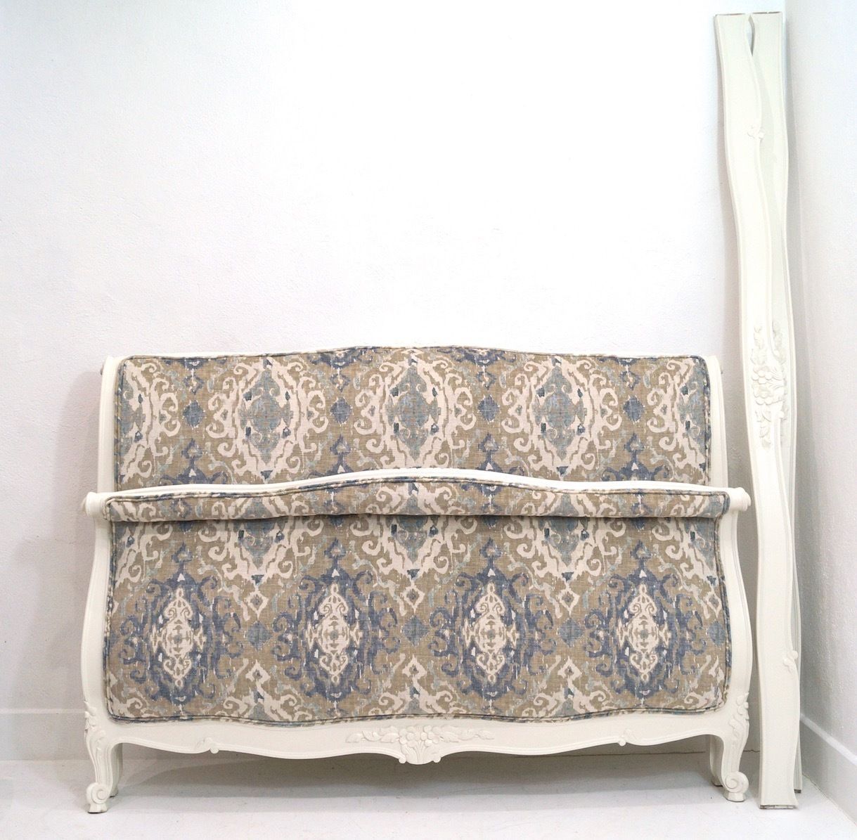 A Vintage Painted French Louis XV Scrolled Double Bed