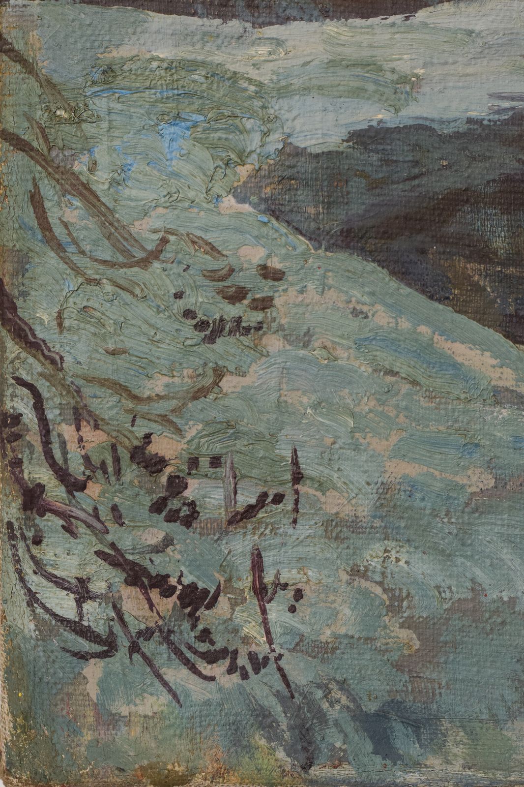 Post Impressionistisch Winterlandschap Met Zonsopkomst photo Kunst